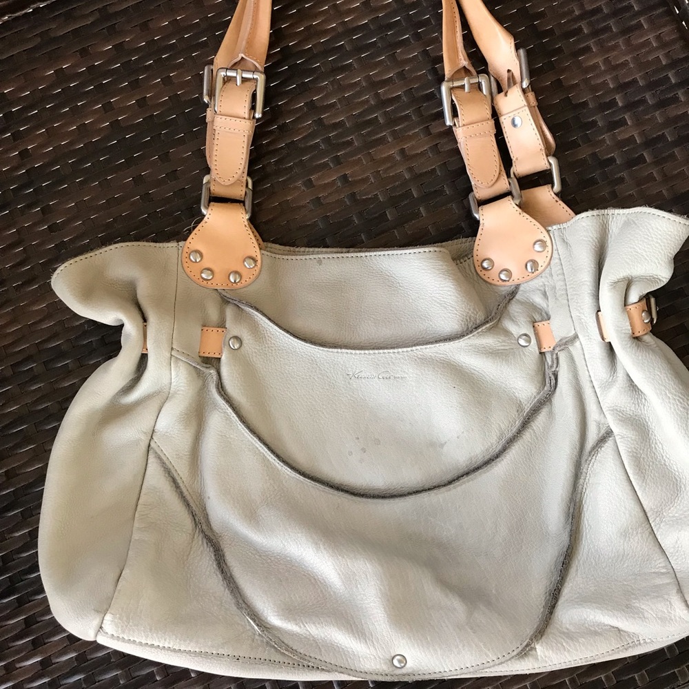 Kenneth Cole grey leather handbag